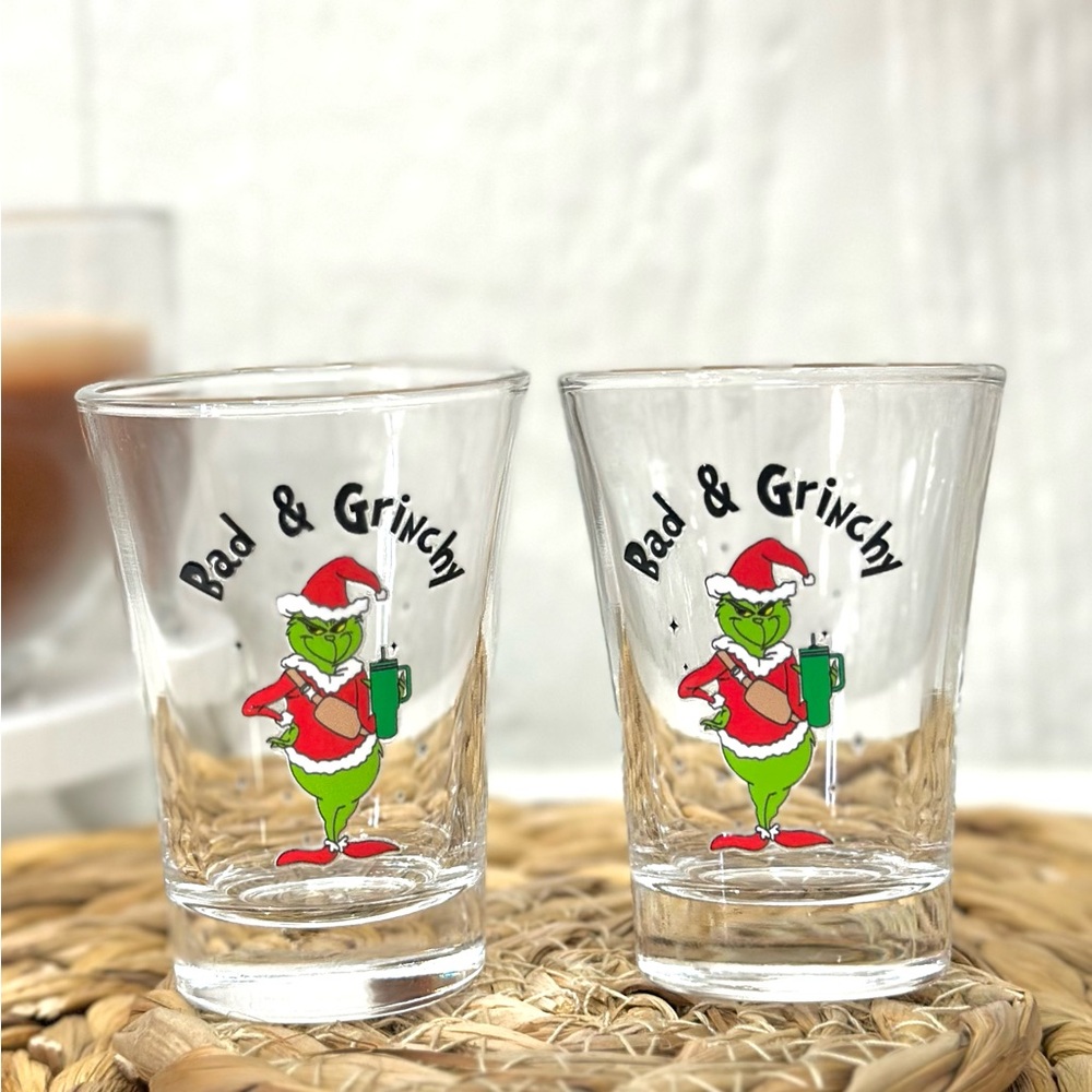 NWT Handmade Bad & Grinchy Christmas Grinchmas Shot Glass